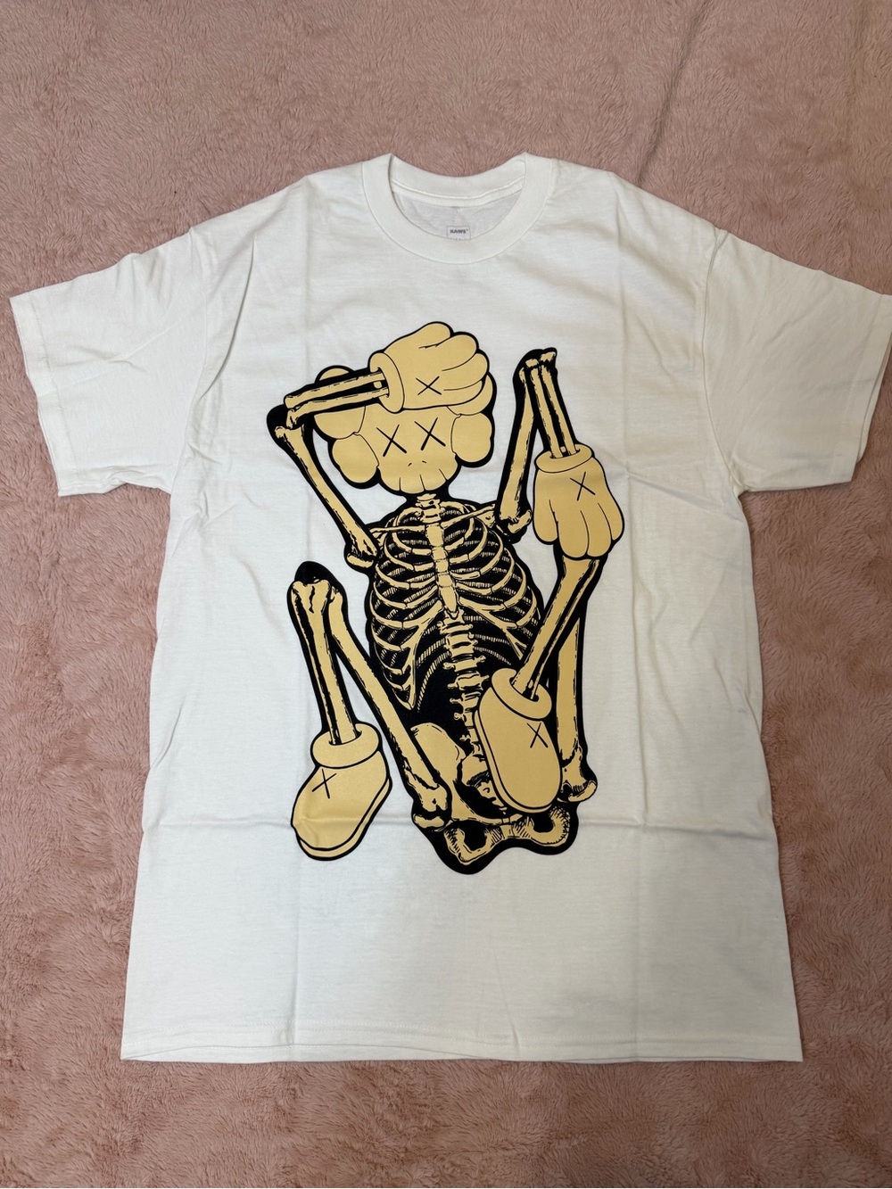 White KAWS "New Fiction" Skeleton T-Shirt
